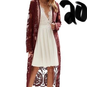Long Lace Kimono Cardigan